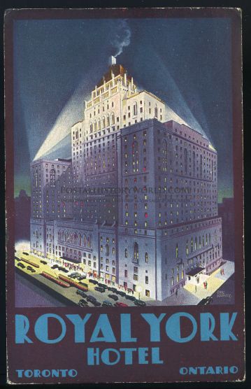 A art piece depicting the Royal York Hotel in 1934.